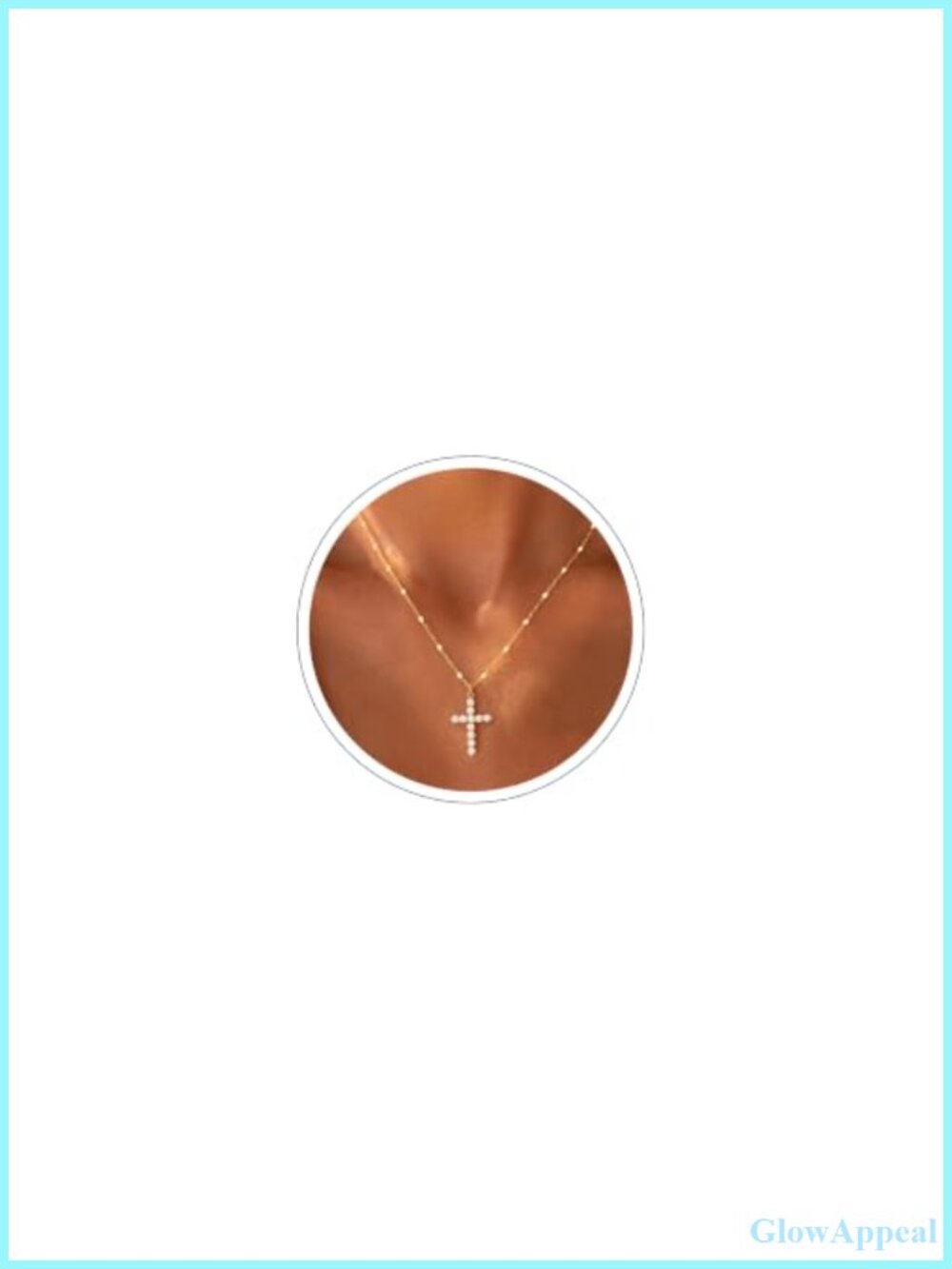 14K Gold Plated CZ Cross Pendant Necklace Adjustable Station Chain